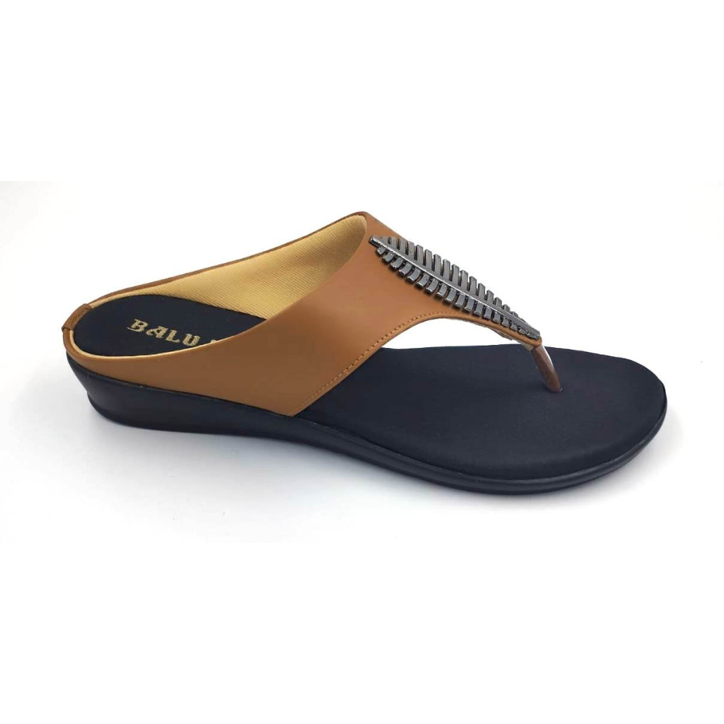 876 : Balujas Tan Flat Ladies Chappal