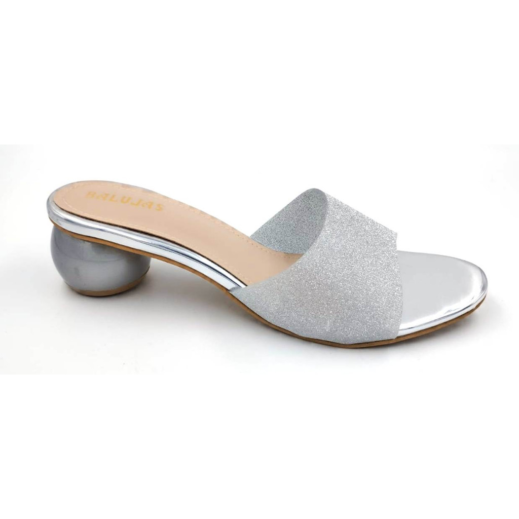 HOS-129 : Balujas Silver Round Heel Ladies Slipper