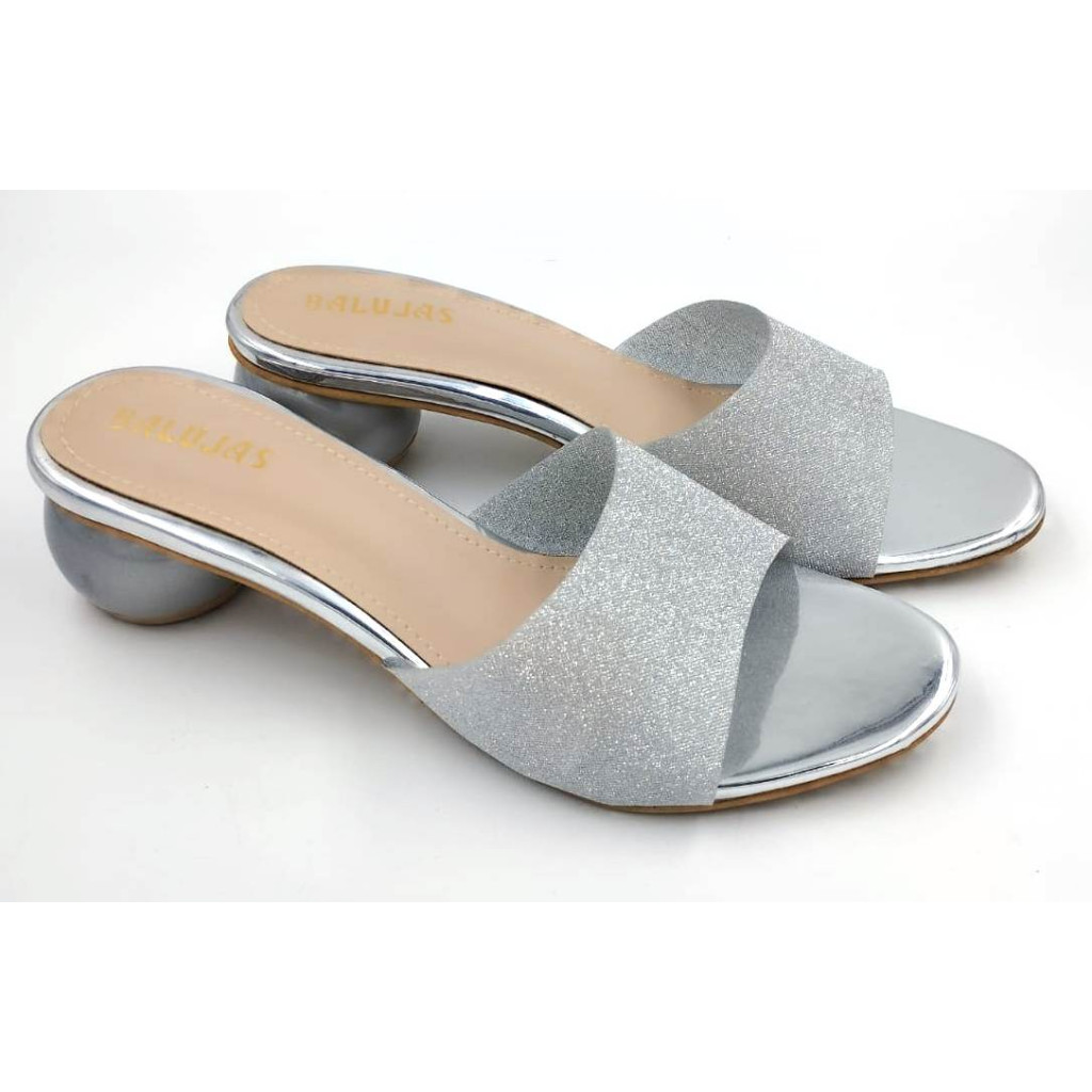 HOS-129 : Balujas Silver Round Heel Ladies Slipper