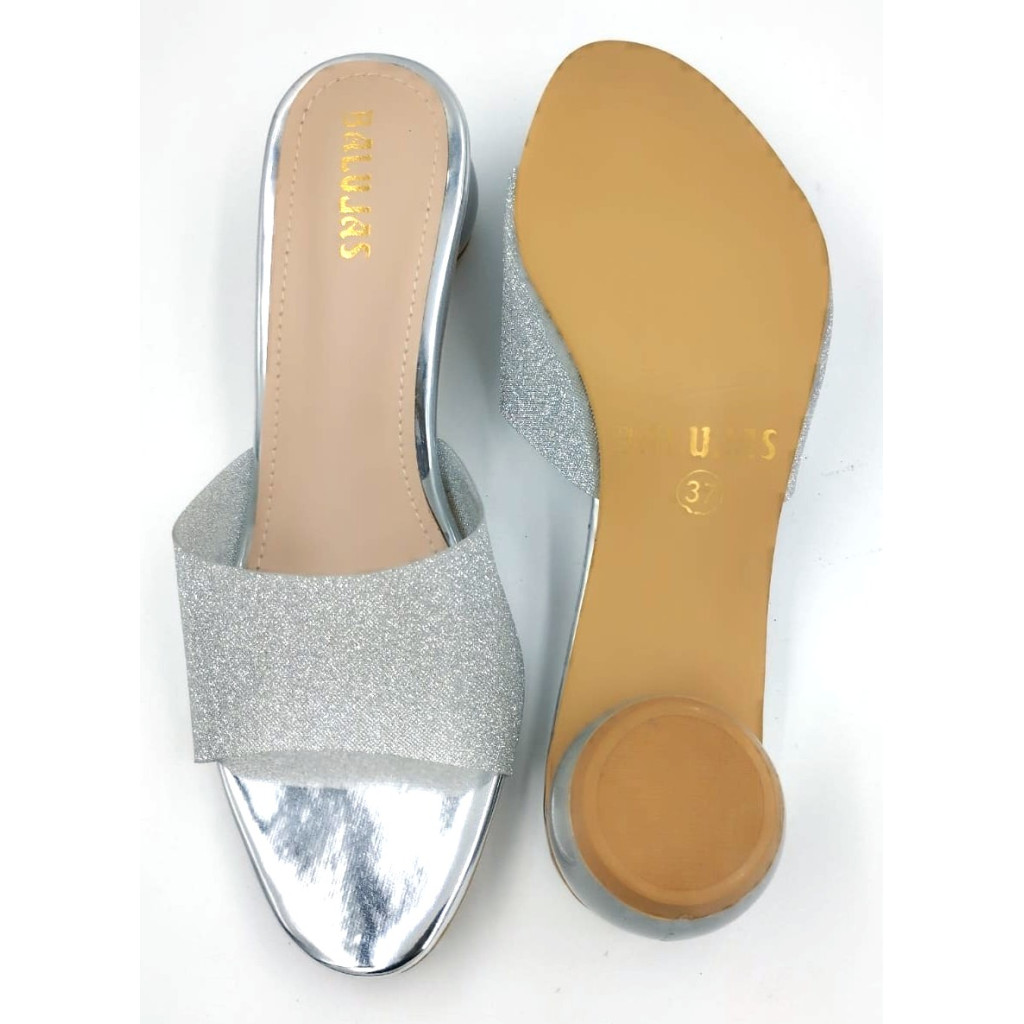 HOS-129 : Balujas Silver Round Heel Ladies Slipper