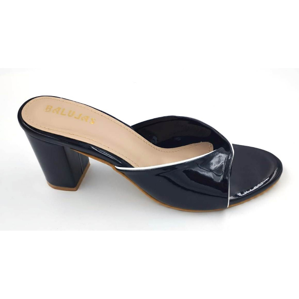 HOS-182 : Balujas Black Block Heel Slipper