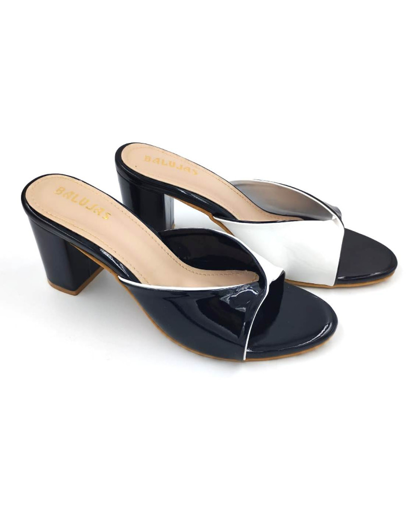 HOS-182 : Balujas Black Block Heel Slipper