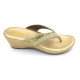 10-135 : Balujas Gold Wedge Heel Ladies Chappal