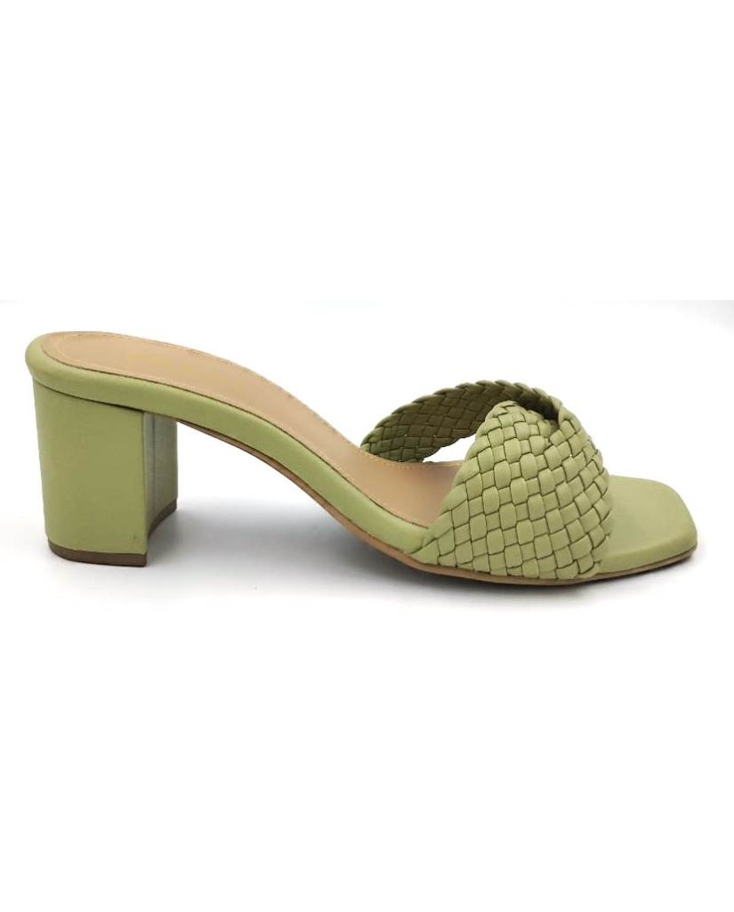 A97-115 : Balujas Olive Block Heel Ladies Slipper