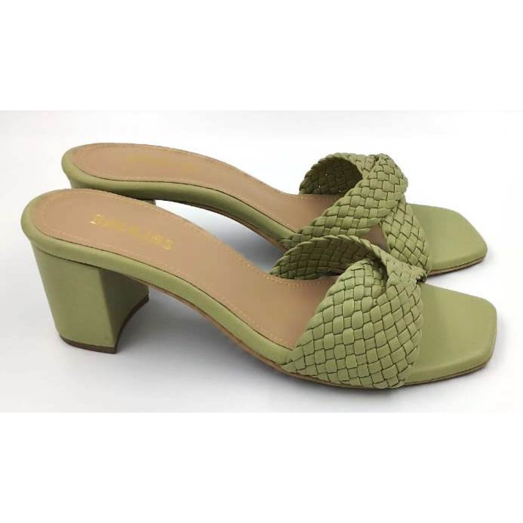 A97-115 : Balujas Olive Block Heel Ladies Slipper