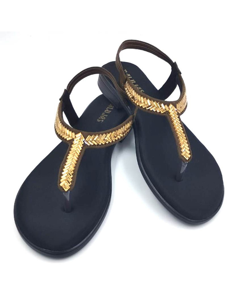 936 : Balujas Brown Flat Ladies Sandal