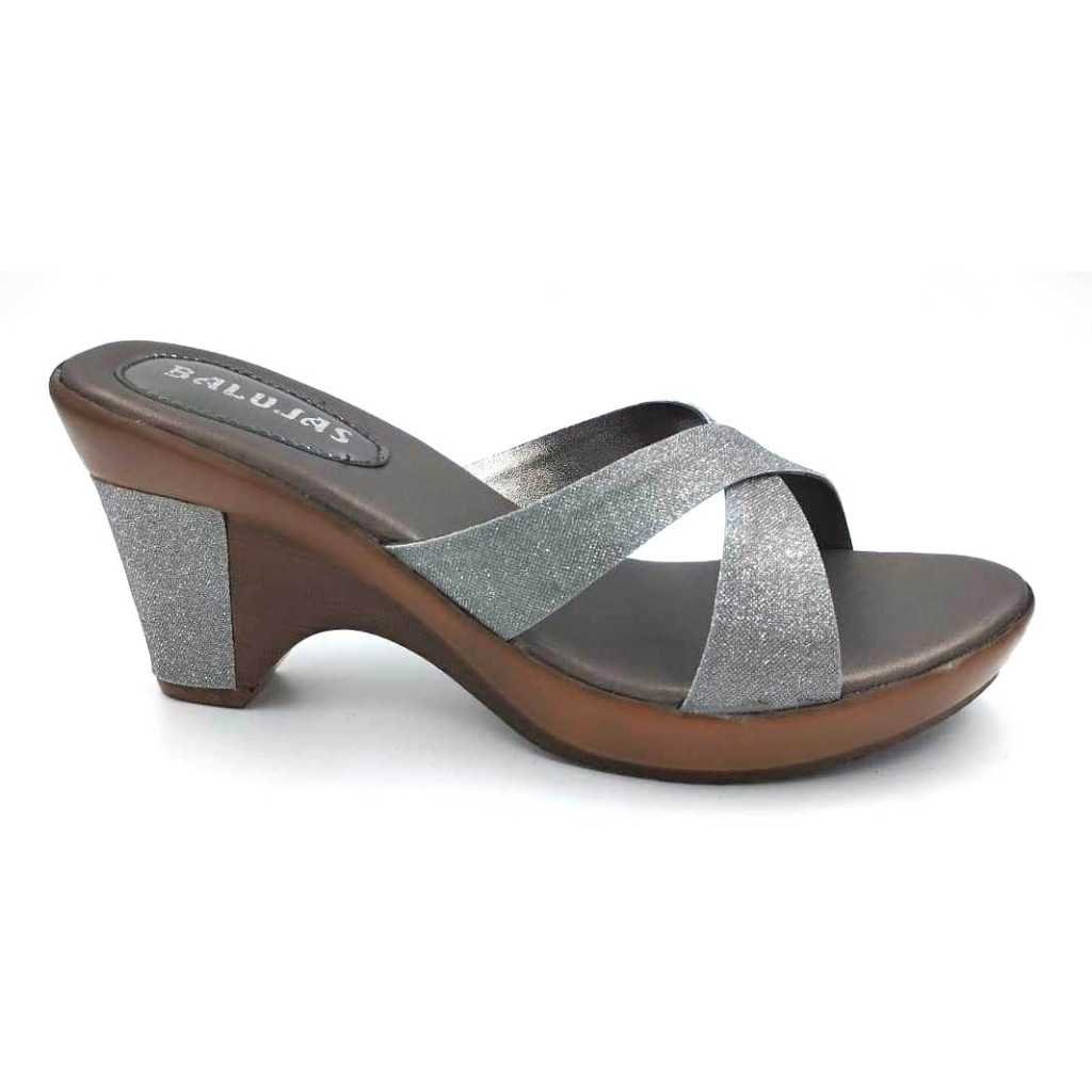 CR-102: Balujas Grey Block Heel Ladies Slipper