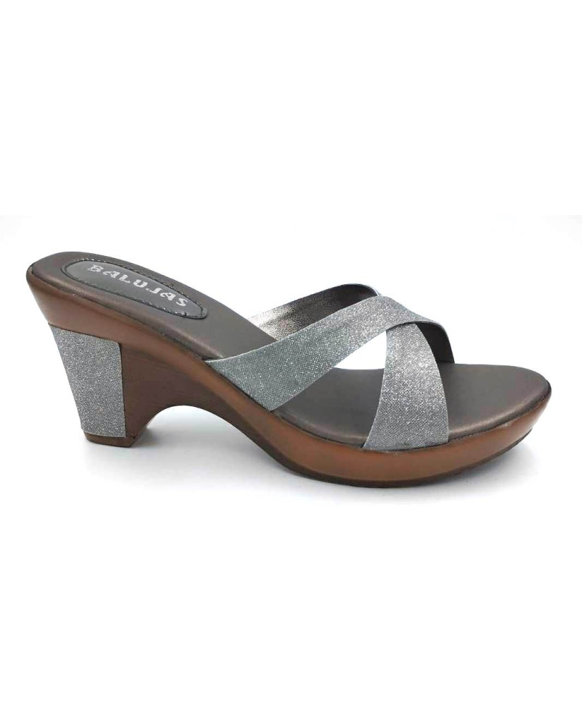 CR-102: Balujas Grey Block Heel Ladies Slipper