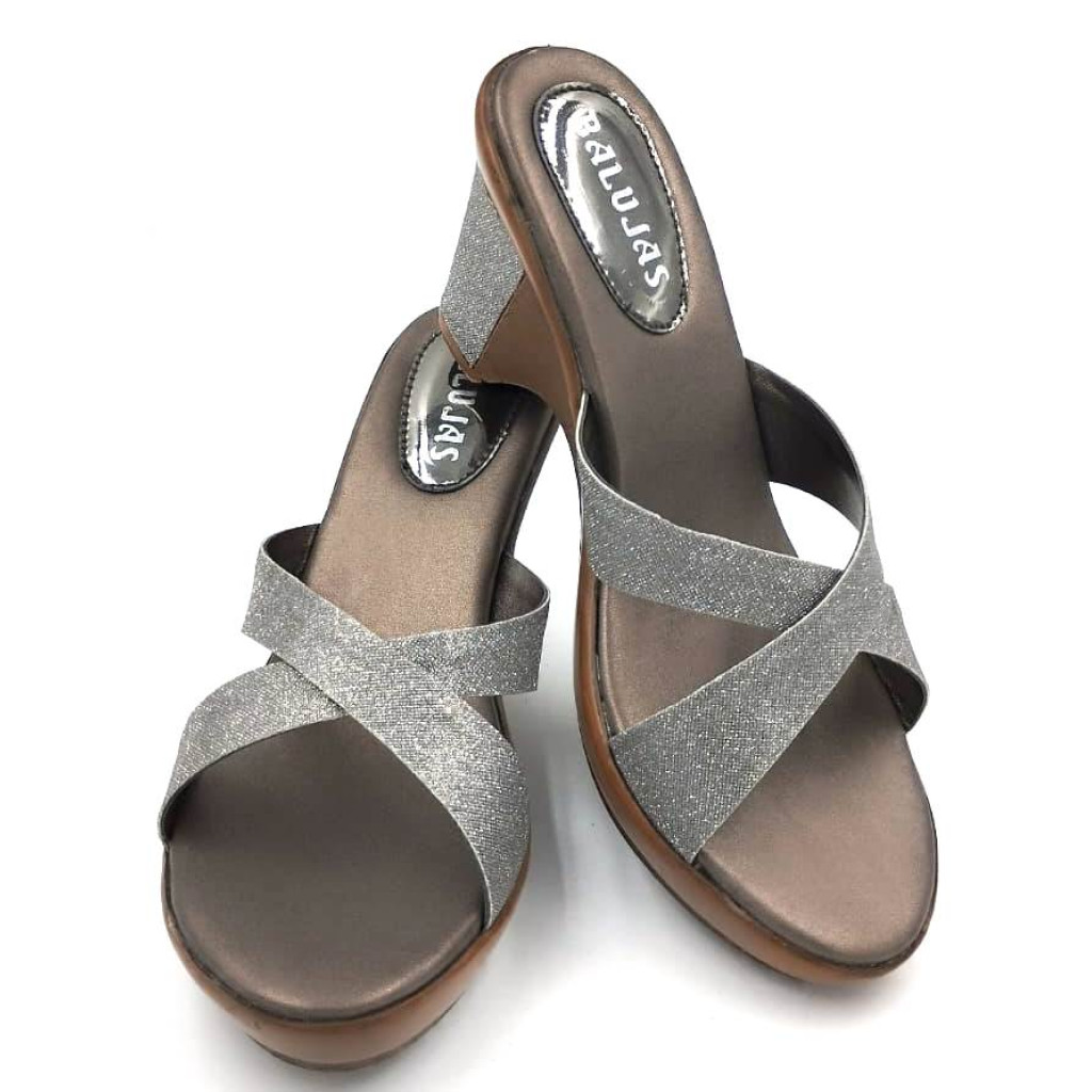 CR-102: Balujas Grey Block Heel Ladies Slipper