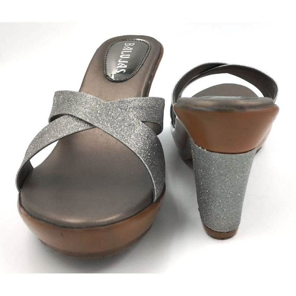 CR-102: Balujas Grey Block Heel Ladies Slipper