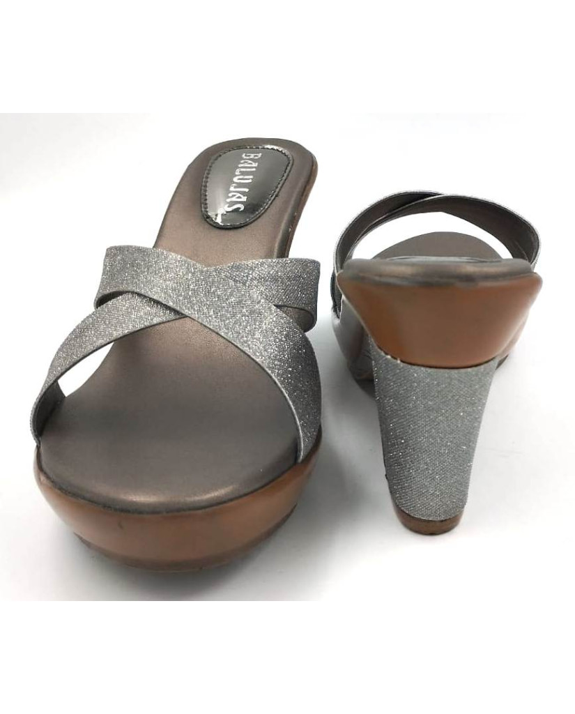 CR-102: Balujas Grey Block Heel Ladies Slipper