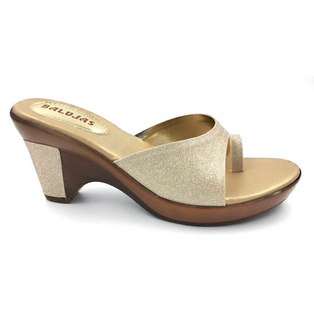 CR-103: Balujas Gold Block Heel Ladies Slipper