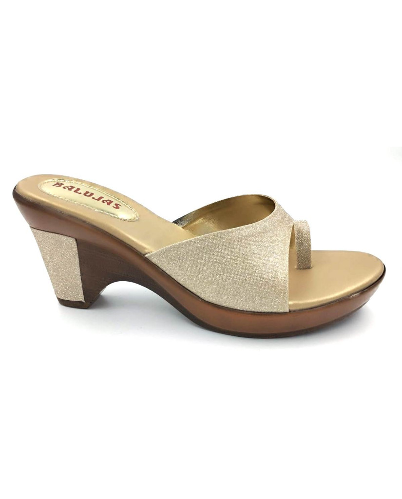 CR-103: Balujas Gold Block Heel Ladies Slipper