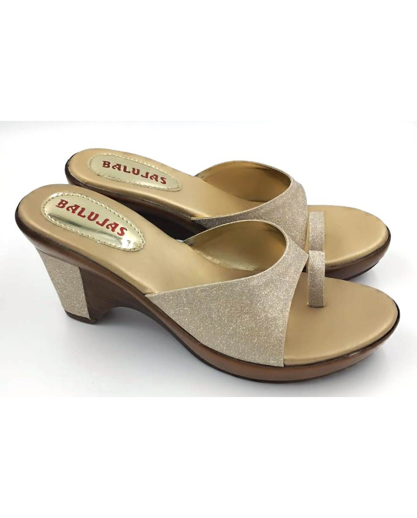 CR-103: Balujas Gold Block Heel Ladies Slipper