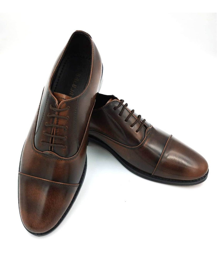 1033 : Balujas Tan Men's Oxford Leather Formal Shoes