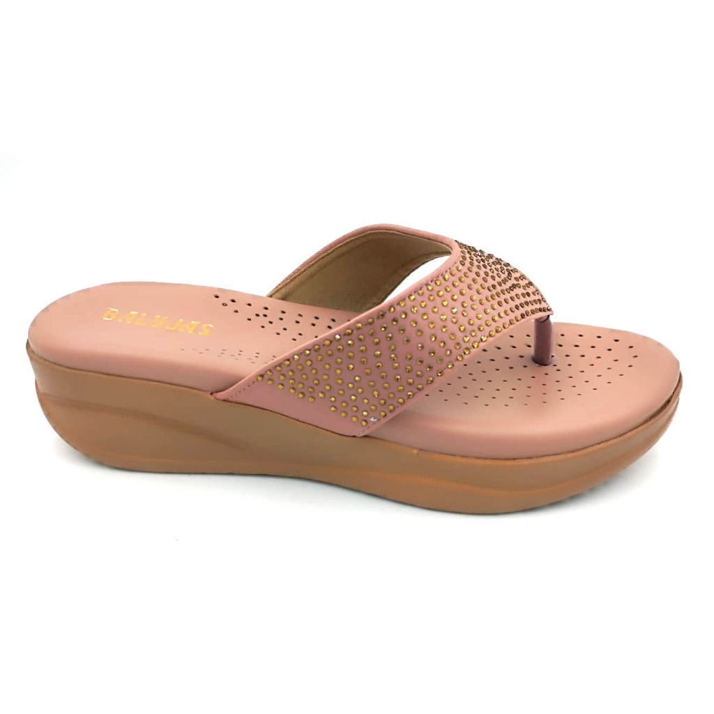 HOS-186 : Balujas Peach Wedge Heel Chappal