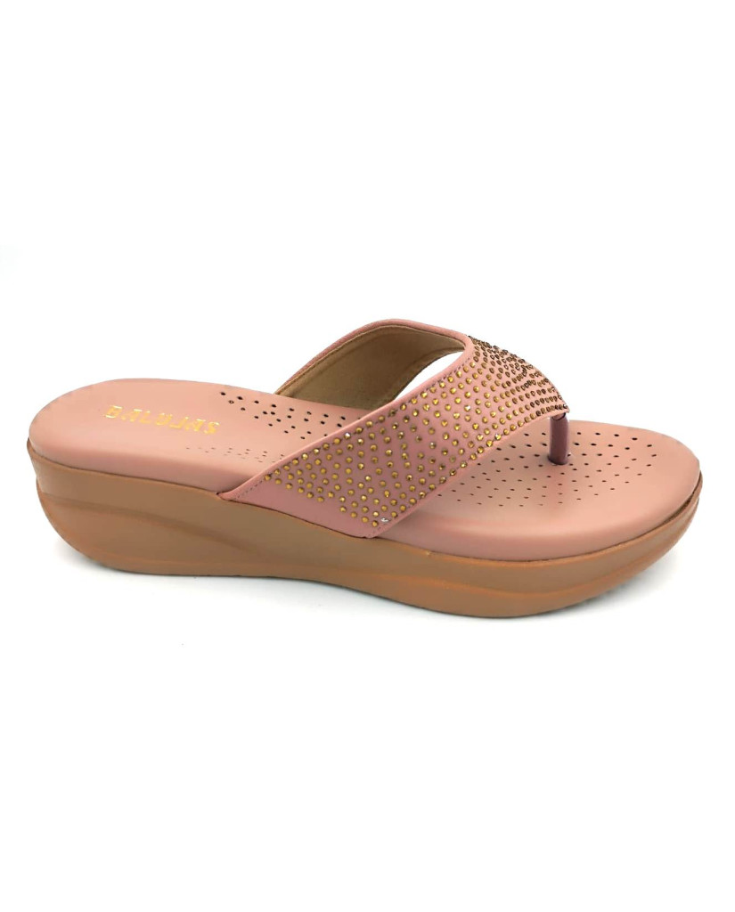 HOS-186 : Balujas Peach Wedge Heel Chappal