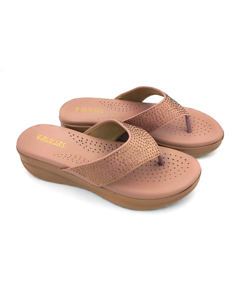 HOS-186 : Balujas Peach Wedge Heel Chappal