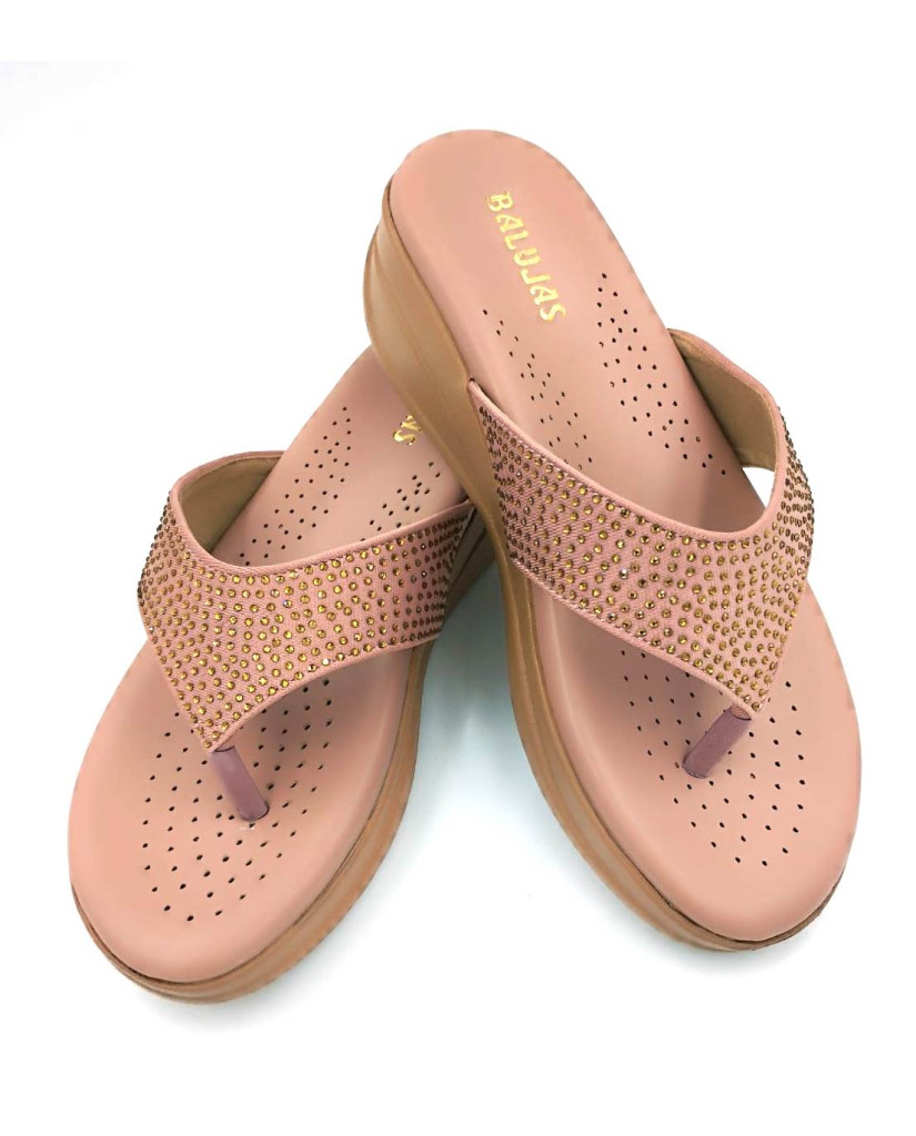 HOS-186 : Balujas Peach Wedge Heel Chappal