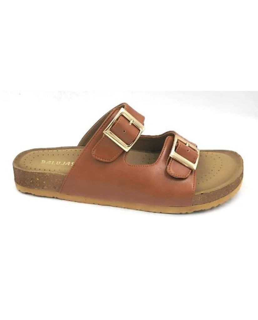 Bal-250 : Balujas Tan Flat Ladies Slipper