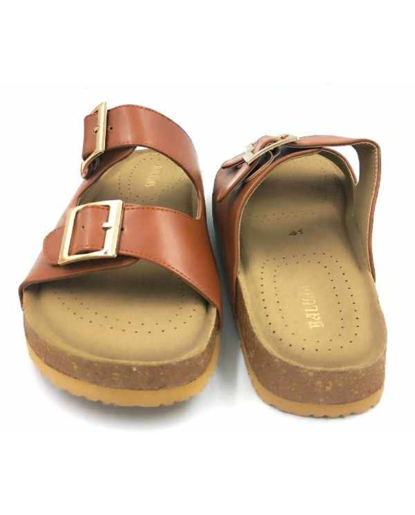 Bal-250 : Balujas Tan Flat Ladies Slipper