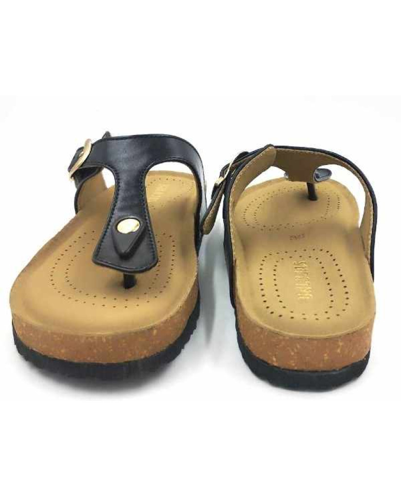 Bal-253 : Balujas Black Flat Ladies Chappal