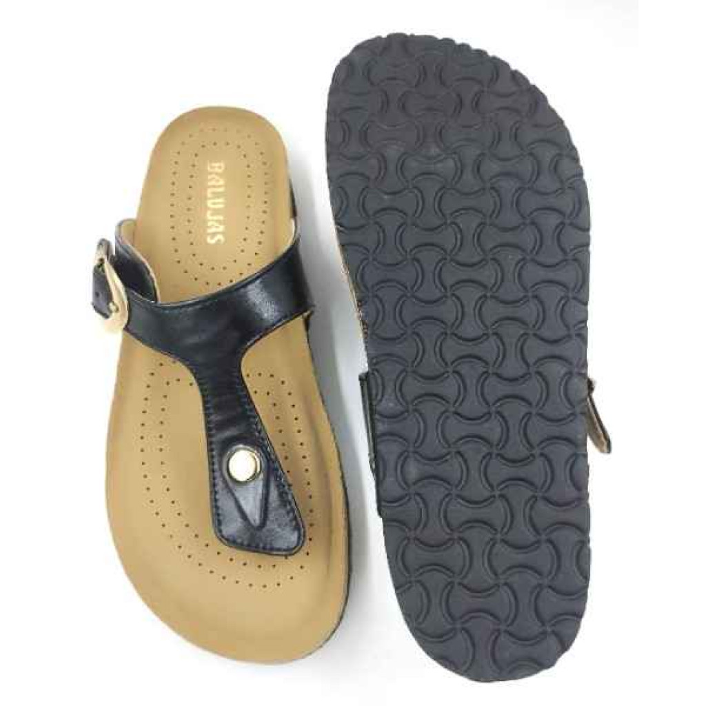 Bal-253 : Balujas Black Flat Ladies Chappal