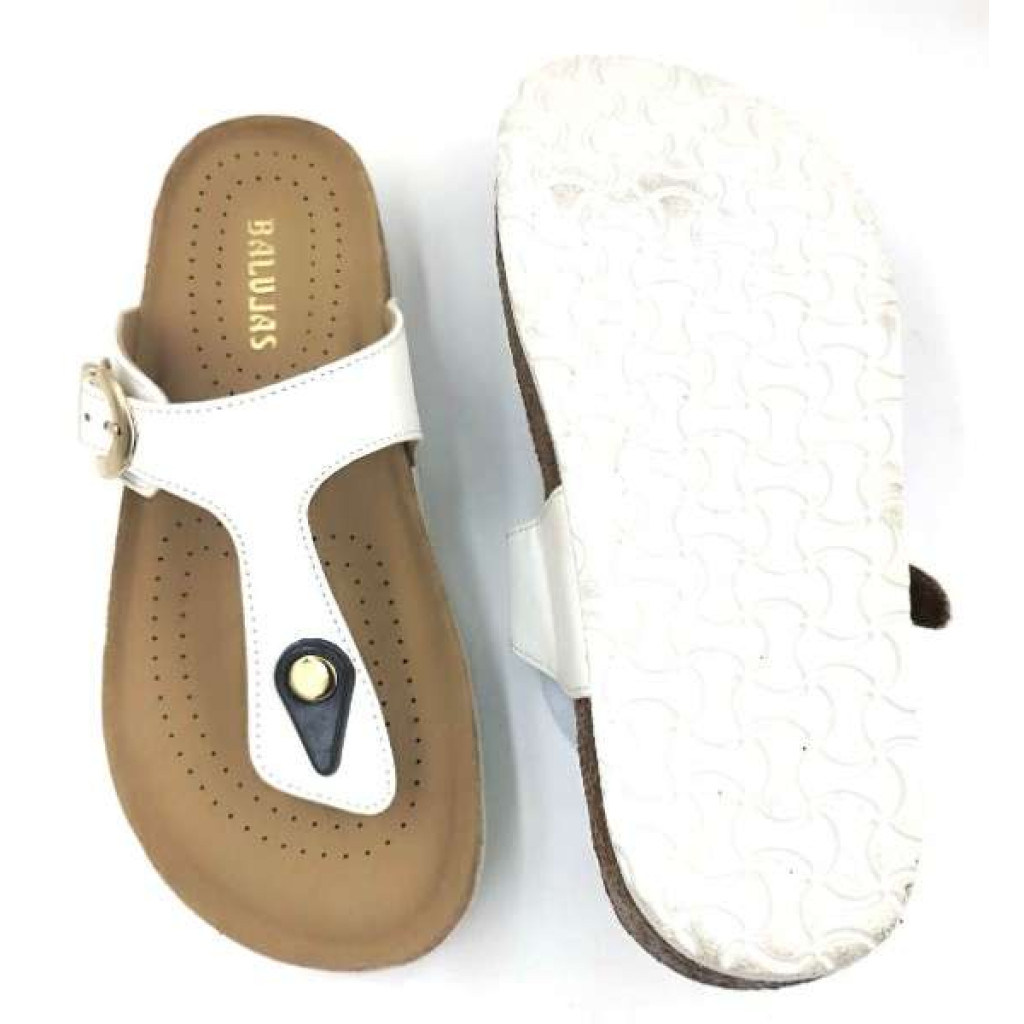 Bal-253 : Balujas White Flat Ladies Chappal