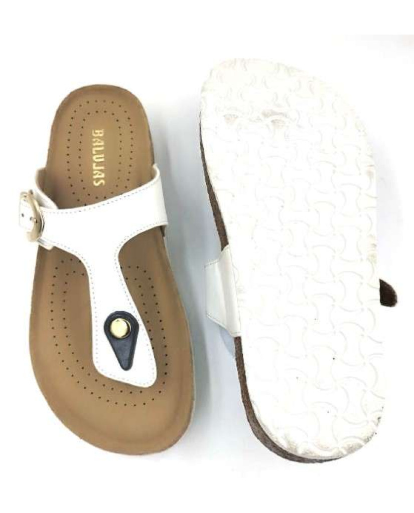 Bal-253 : Balujas White Flat Ladies Chappal