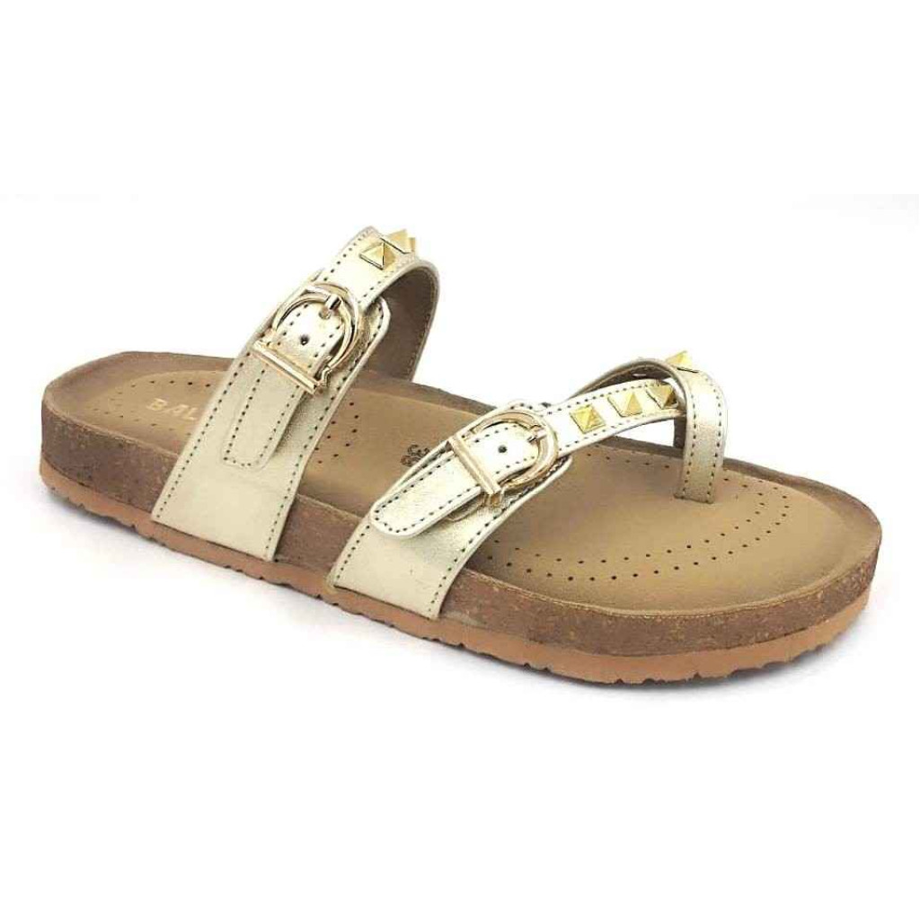 Bal-278 : Balujas Gold Flat Ladies Chappal