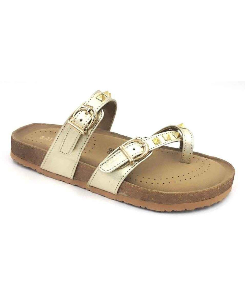 Bal-278 : Balujas Gold Flat Ladies Chappal