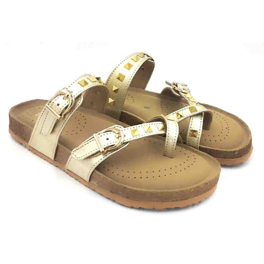 Bal-278 : Balujas Gold Flat Ladies Chappal