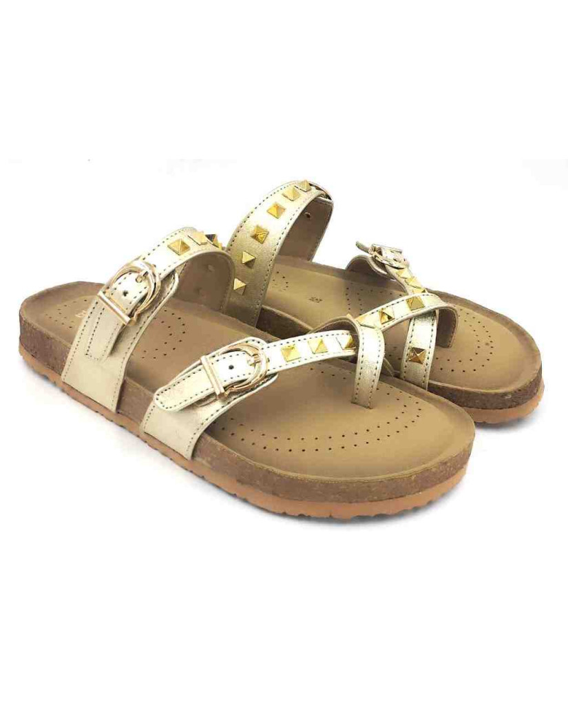 Bal-278 : Balujas Gold Flat Ladies Chappal