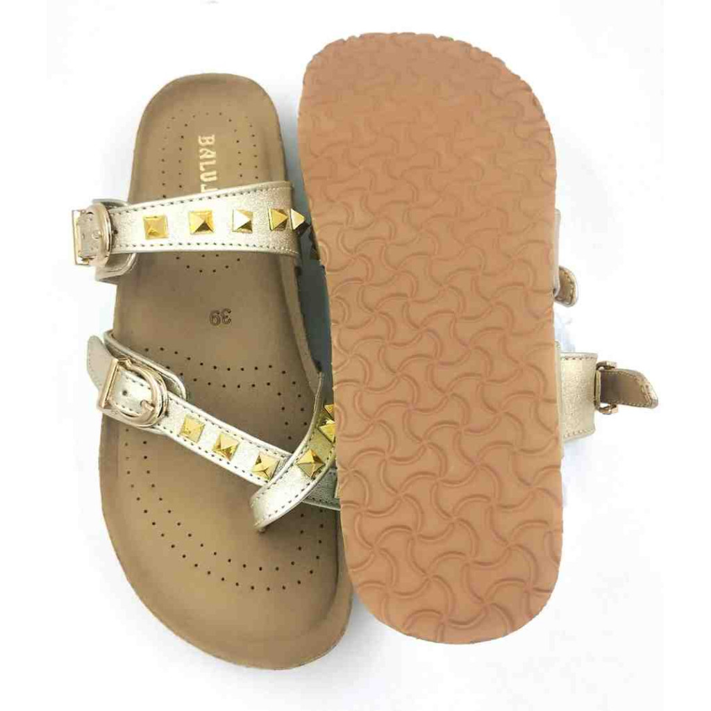 Bal-278 : Balujas Gold Flat Ladies Chappal