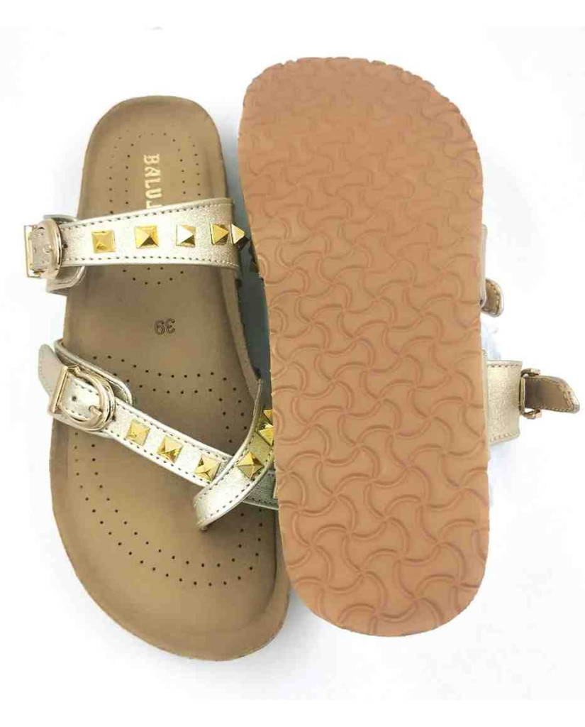 Bal-278 : Balujas Gold Flat Ladies Chappal