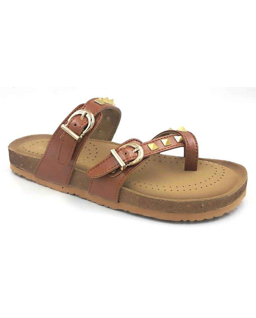 Bal-278 : Balujas Tan Flat Ladies Chappal