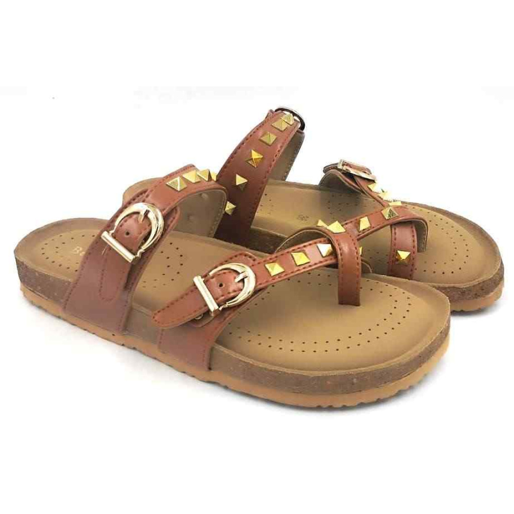 Bal-278 : Balujas Tan Flat Ladies Chappal