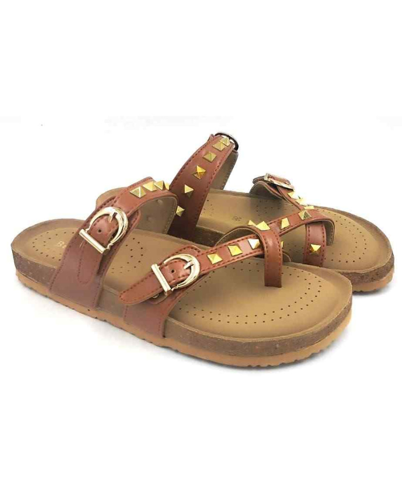 Bal-278 : Balujas Tan Flat Ladies Chappal