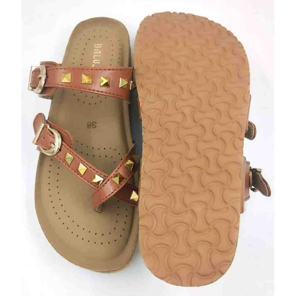 Bal-278 : Balujas Tan Flat Ladies Chappal