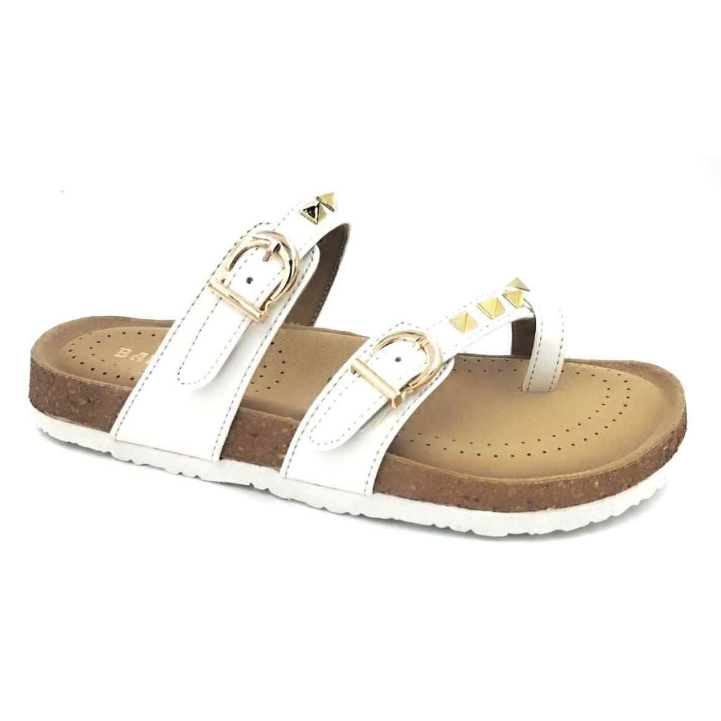 Bal-278 : Balujas White Flat Ladies Chappal