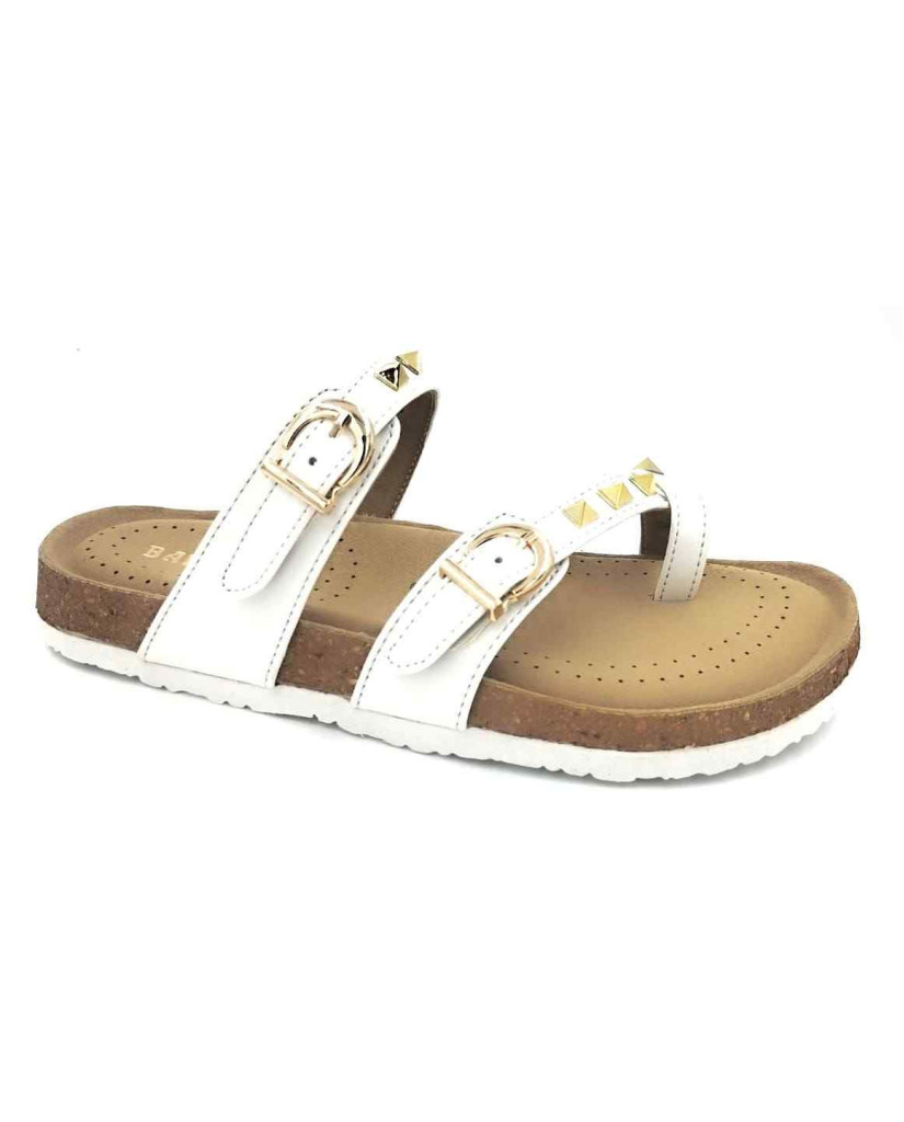 Bal-278 : Balujas White Flat Ladies Chappal