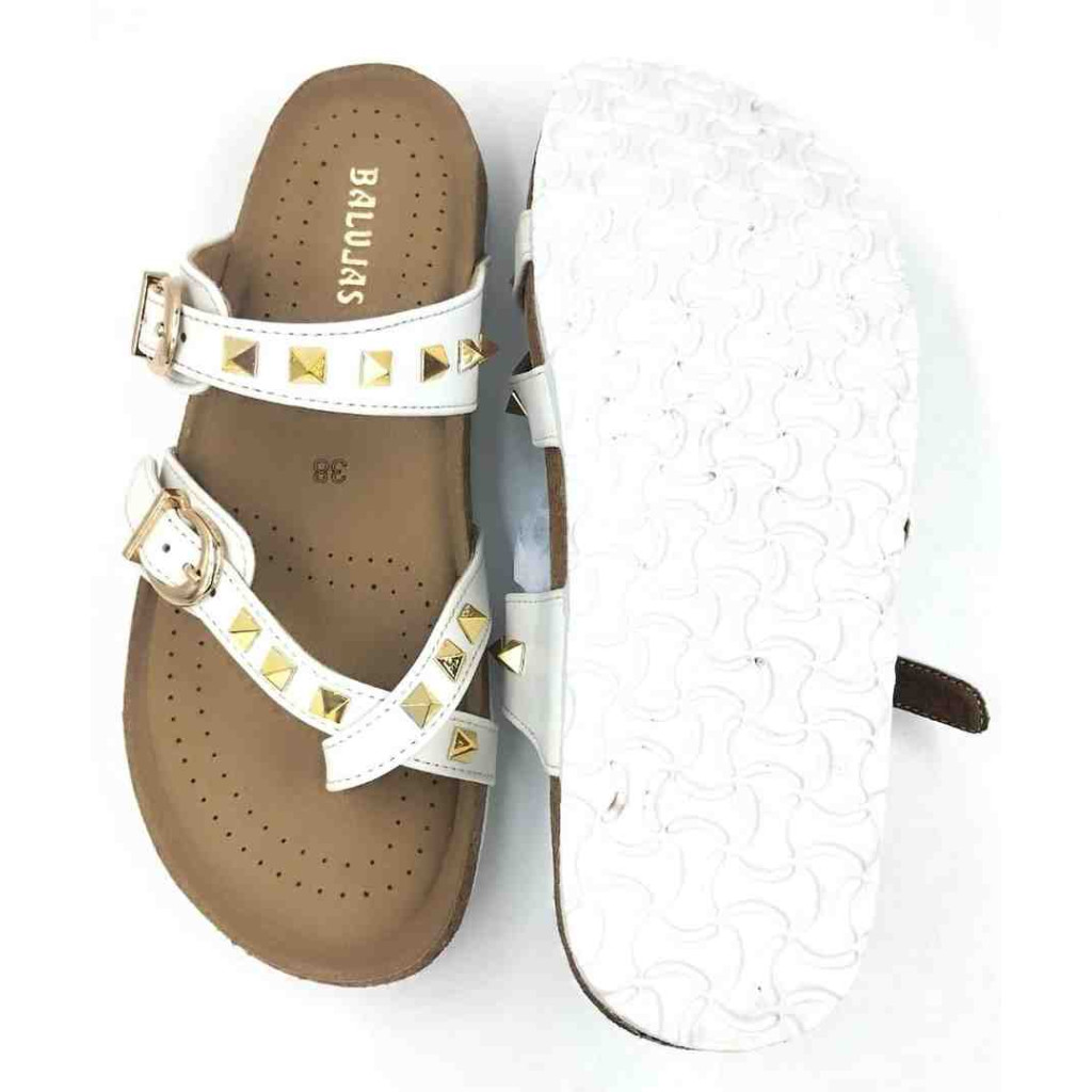 Bal-278 : Balujas White Flat Ladies Chappal