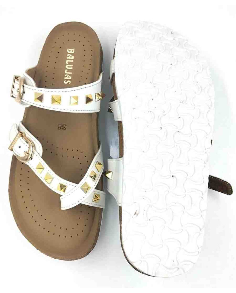 Bal-278 : Balujas White Flat Ladies Chappal